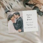 Script Photo Save the Date QR code Aankondigingskaart<br><div class="desc">Script Two Photo Save the Date - bevat twee van uw favoriete foto's met  delicate scripttypografie. Perfect voor een minimalistische of rustieke bruiloft. QR-code op de achterzijde van de Save the Date voor uw bruiloft website.</div>