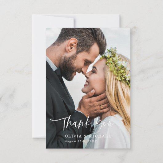 Script Photo Wedding Elegant Dank u kaart (Voorkant)