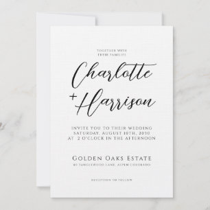 Script Photo Wedding Embossed linnen textuur Kaart