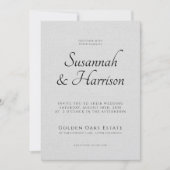 Script Photo Wedding Embossed linnen textuur Kaart (Voorkant)