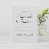 Script Photo Wedding Embossed linnen textuur Kaart (Staand voorkant)