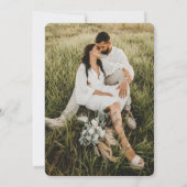 Script Photo Wedding Embossed linnen textuur Kaart (Achterkant)