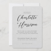 Script Photo Wedding Embossed linnen textuur Kaart (Voorkant)