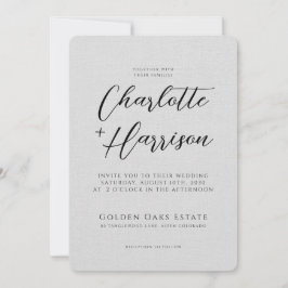 Script Photo Wedding Embossed linnen textuur Kaart