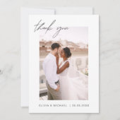 Script Photo Wedding Sage Green Thank You Card Bedankkaart (Voorkant)