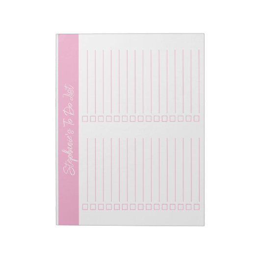 Script Pink 8.5x11 Two Column Checklist Notitieblok (Linkerzijde)