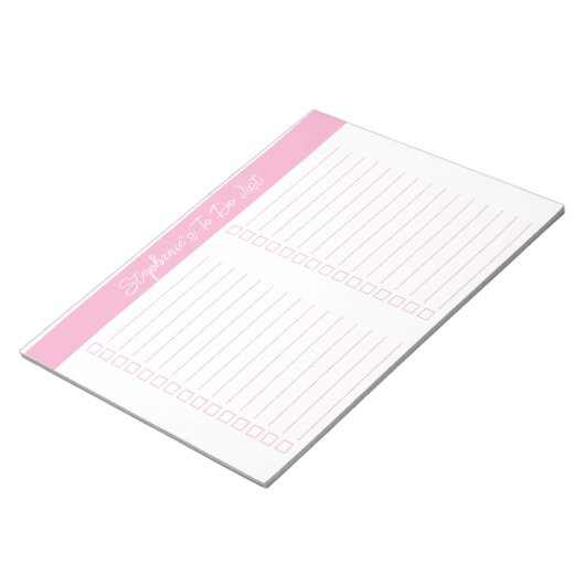 Script Pink 8.5x11 Two Column Checklist Notitieblok (Schuin)