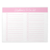 Script Pink 8.5x11 Two Column Checklist Notitieblok (Voorkant)