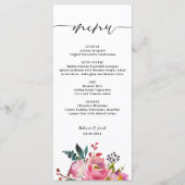 Script Pink Floral Wedding Menu (Voorkant)