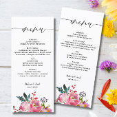 Script Pink Floral Wedding Menu