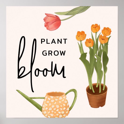 Script Plant Grow Bloom Tulip Poster (Voorkant)