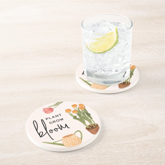 Script Plant Grow Bloom Tulip Zandsteen Onderzetter (Zijkant)