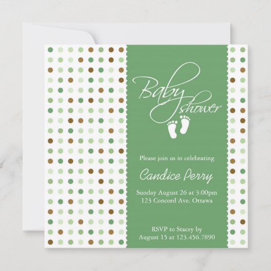 Script Polka Dot Baby shower nodigt uit Kaart (Voorkant)