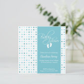 Script Polka Dot Boy Baby shower nodigt uit Kaart (Staand voorkant)