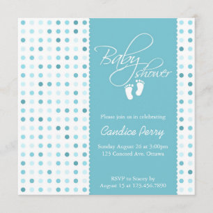 Script Polka Dot Boy Baby shower nodigt uit Kaart