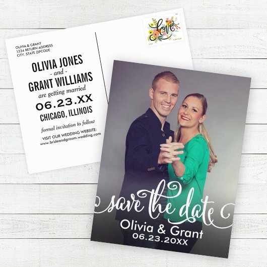 Script Portret Foto Save the Date Aankondigingskaart