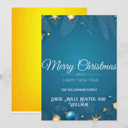 Script Prettig kerstfeest BLue  Kerstkaart Kaart (Voorkant / Achterkant)