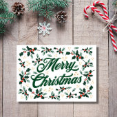 Script Prettig kerstfeest Hulst Rood en Groen Feestdagenkaart