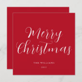 Script Prettig Kerstfeest Rood  Feestdagenkaart (Voorkant / Achterkant)