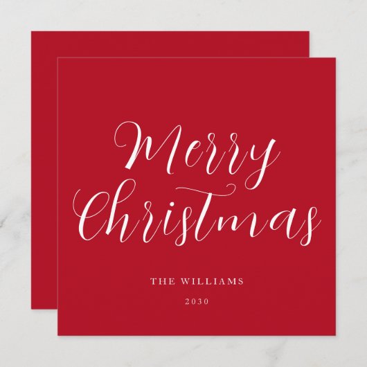 Script Prettig Kerstfeest Rood  Feestdagenkaart (Voorkant / Achterkant)