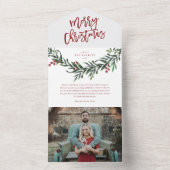 Script prettig kerstfeest tak foto vakantie all in one uitnodiging (Binnen)