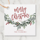 Script prettig kerstfeest waterverf bedankjes labels (Voorkant)