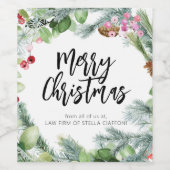 Script Prettig Kerstfeest Waterverf Groen Wijn Etiket (Enkel label)