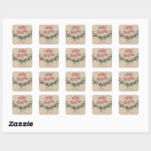 Script Prettig Kerstmis Watercolor Tak Vierkante Sticker (Vel)