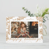 Script Prettige feestdagen Foliage-kerstfotokaart Feestdagenkaart (Staand voorkant)