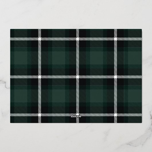 script prettige feestdagen groene tartan foto (Achterkant)