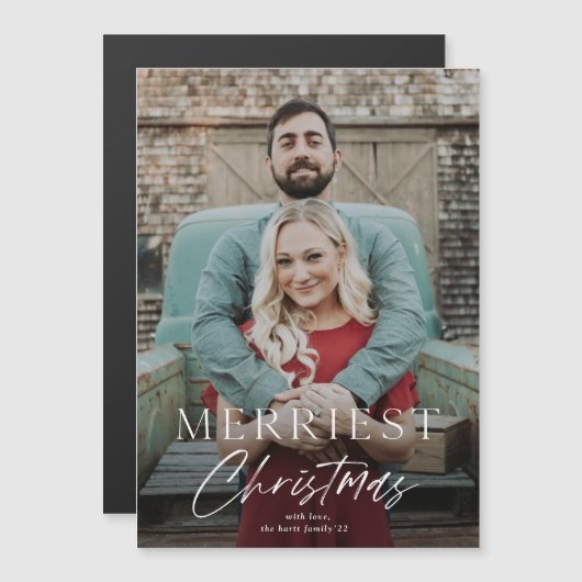 Script Prettigste kerst foto magnetische kaart (Voorkant / Achterkant)