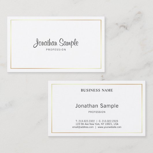 Script Professional Elegant Calligraphy Plain Luxe Visitekaartje (Voorkant / Achterkant)