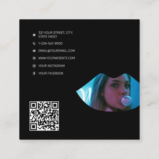 Script Professionele make-up artiest 2 foto lippen Vierkante Visitekaartje (Achterkant)