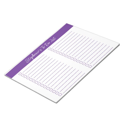 Script Purple 8.5x11 Two Column Checklist Notitieblok (Schuin)