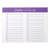 Script Purple 8.5x11 Two Column Checklist Notitieblok (Voorkant)