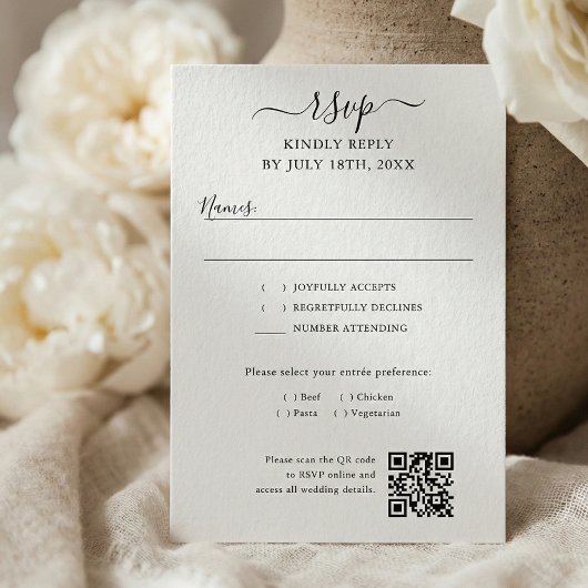 Script QR-code moderne bruiloft RSVP Kaartje