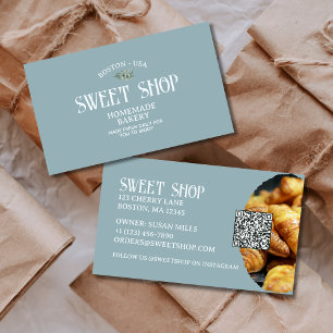  Script QR Code Pastry Bakery Visitekaartje