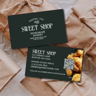  Script QR Code Pastry Bakery Visitekaartje
