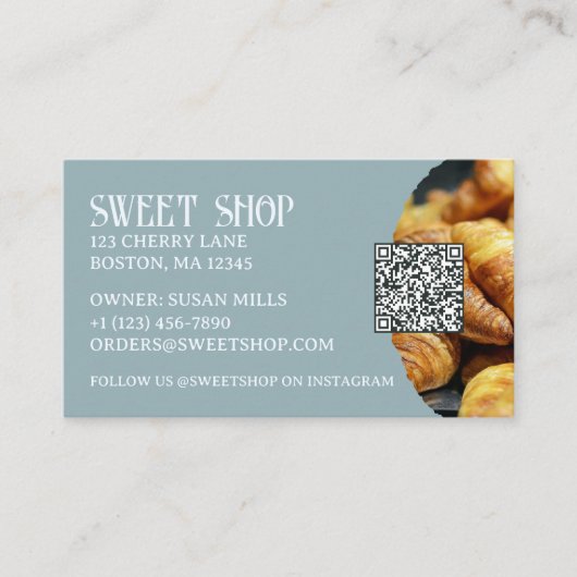Script QR Code Pastry Bakery Visitekaartje (Voorkant)