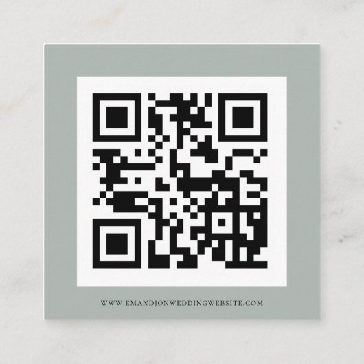 Script QR-code sage groene trouw-RSVP-enclosure Informatiekaartje (Achterkant)