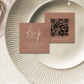 Script QR Code Wedding Brown RSVP-behuizing Informatiekaartje