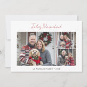 Script Red Feliz Navidad 3 Foto Spaanse Kerstmis Feestdagenkaart (Voorkant)