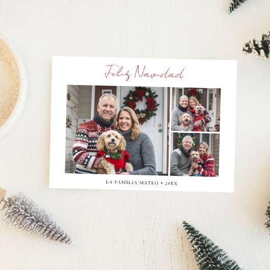 Script Red Feliz Navidad 3 Foto Spaanse Kerstmis Feestdagenkaart