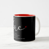 Script Red Love Heart Bae Definition Elegant Tweekleurige Koffiemok (Voorkant rechts)