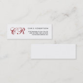 Script Red Monogram White Slim Size Visitekaartje (Voorkant / Achterkant)