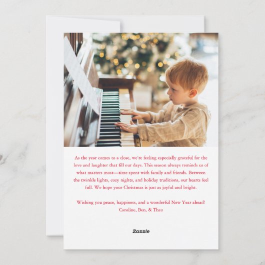 Script Red Simple Merry Christmas Photo Letter Feestdagenkaart (Achterkant)