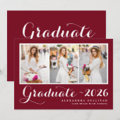 Script Red Three Fotocollage Afstuderen Kaart (Voorkant / Achterkant)