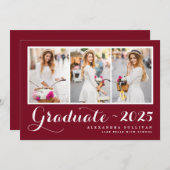 Script Red Three Fotocollage Afstuderen Kaart (Voorkant / Achterkant)
