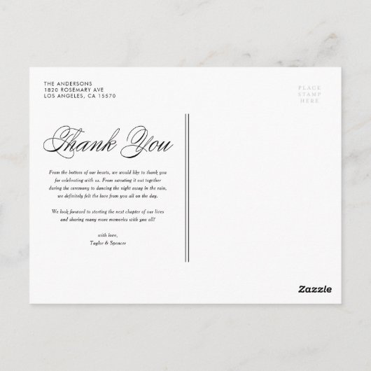 Script Red Three Photo Collage Wedding Hartelijk d Briefkaart (Achterkant)