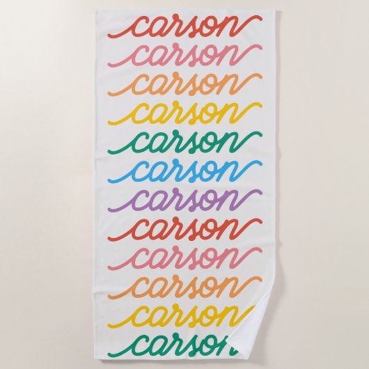 Script Regenboog Type Gepersonaliseerde Herhalende Strandlaken (Voorkant)